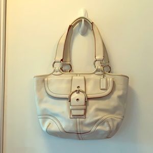 Coach white leather bag